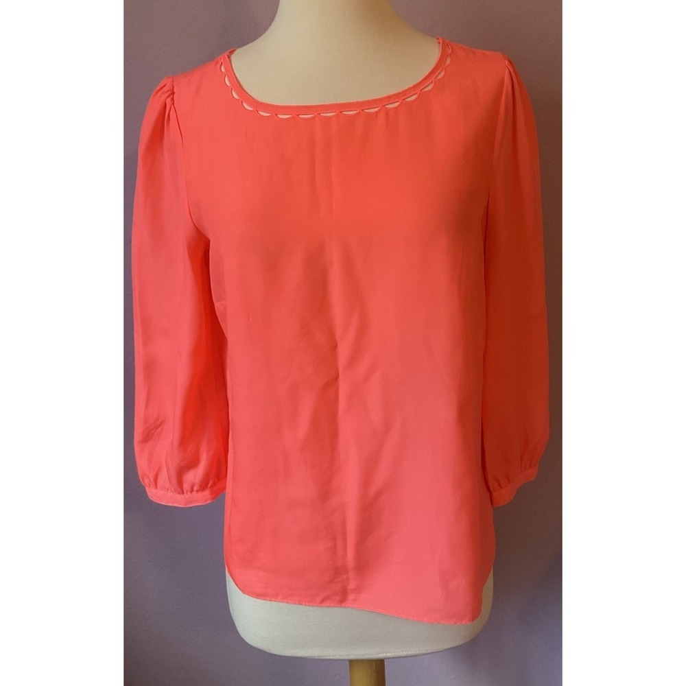 J. Crew Neon Pink Coral Top Blouse Size Small